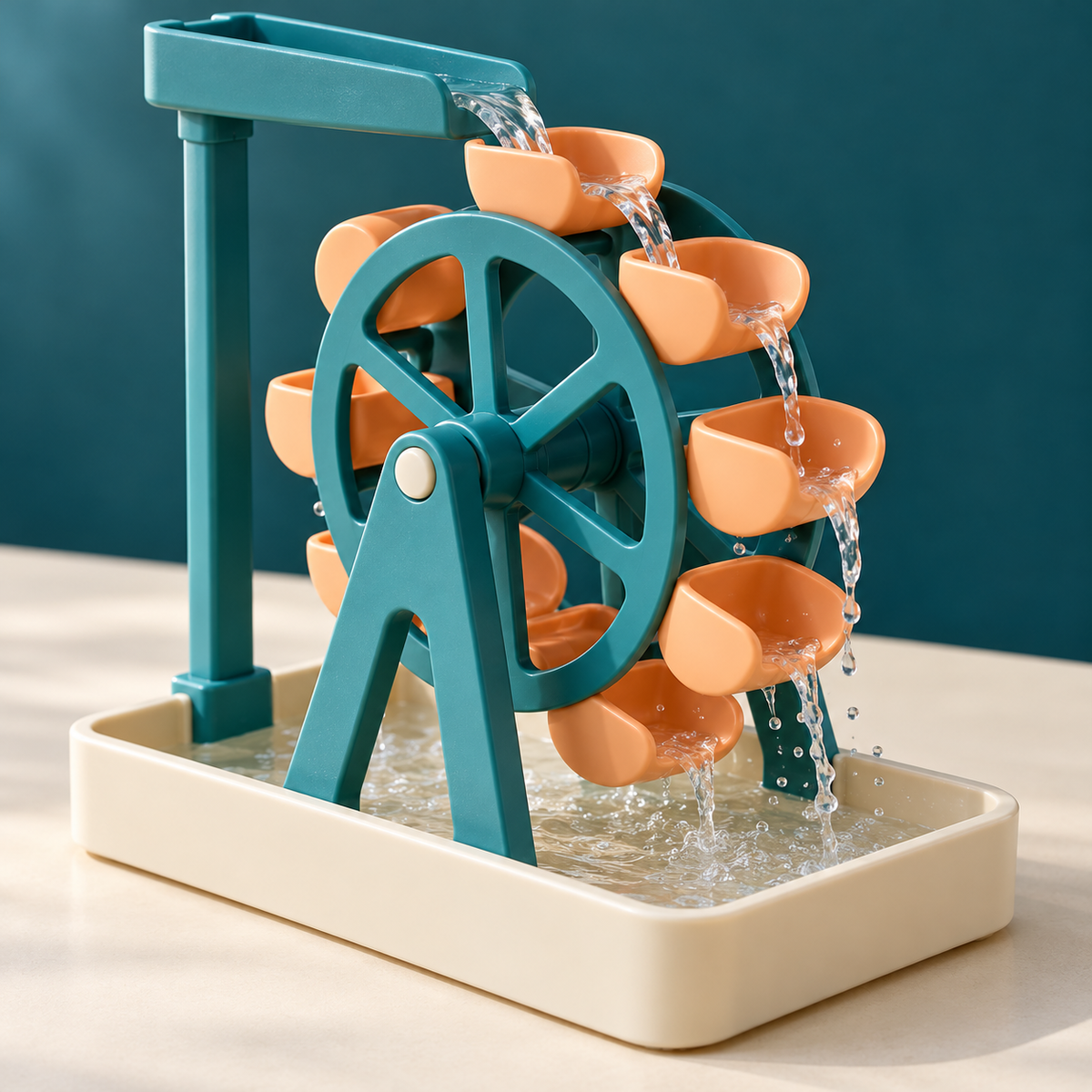 AI-generated illustrative Pour & Turn Water Wheel, view 1